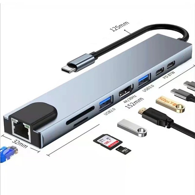 Miniatura 2 de Convertidor tipo C 8 en 1 hub usb HDMI